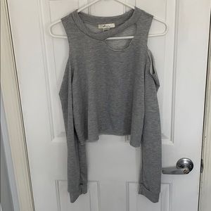 Gray long sleeve crop top size large